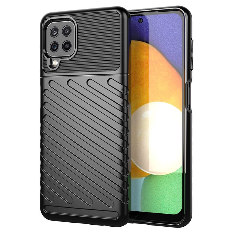 Thunder Case Flexible Tough Rugged Cover TPU Case til Samsung Galaxy A22 4G sort
