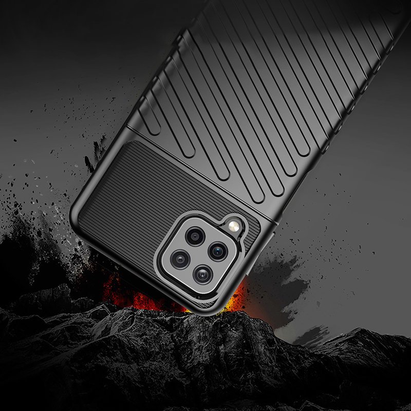 Thunder Case Flexible Tough Rugged Cover TPU Case til Samsung Galaxy A22 4G sort