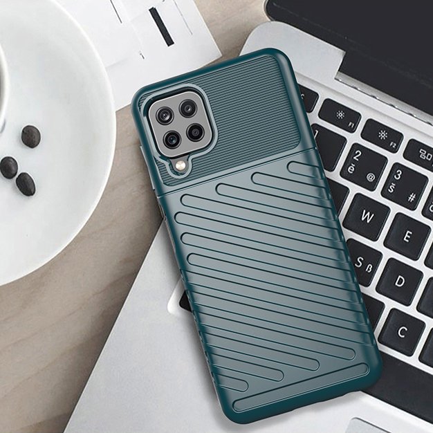Thunder Case Flexible Tough Rugged Cover TPU Case til Samsung Galaxy A22 4G sort