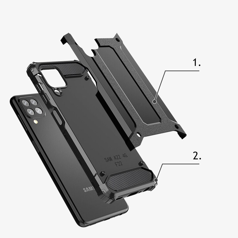 Hybrid Armor Case Tough Rugged Cover til Samsung Galaxy A22 4G golden