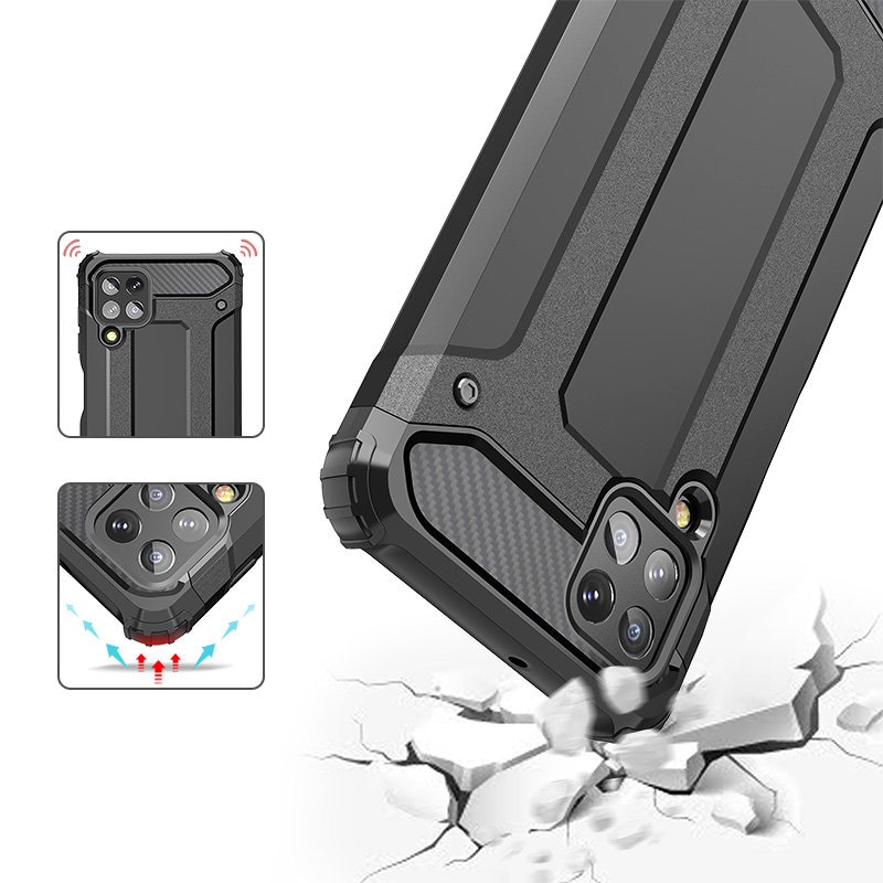 Hybrid Armor Case Tough Rugged Cover til Samsung Galaxy A22 4G sølv