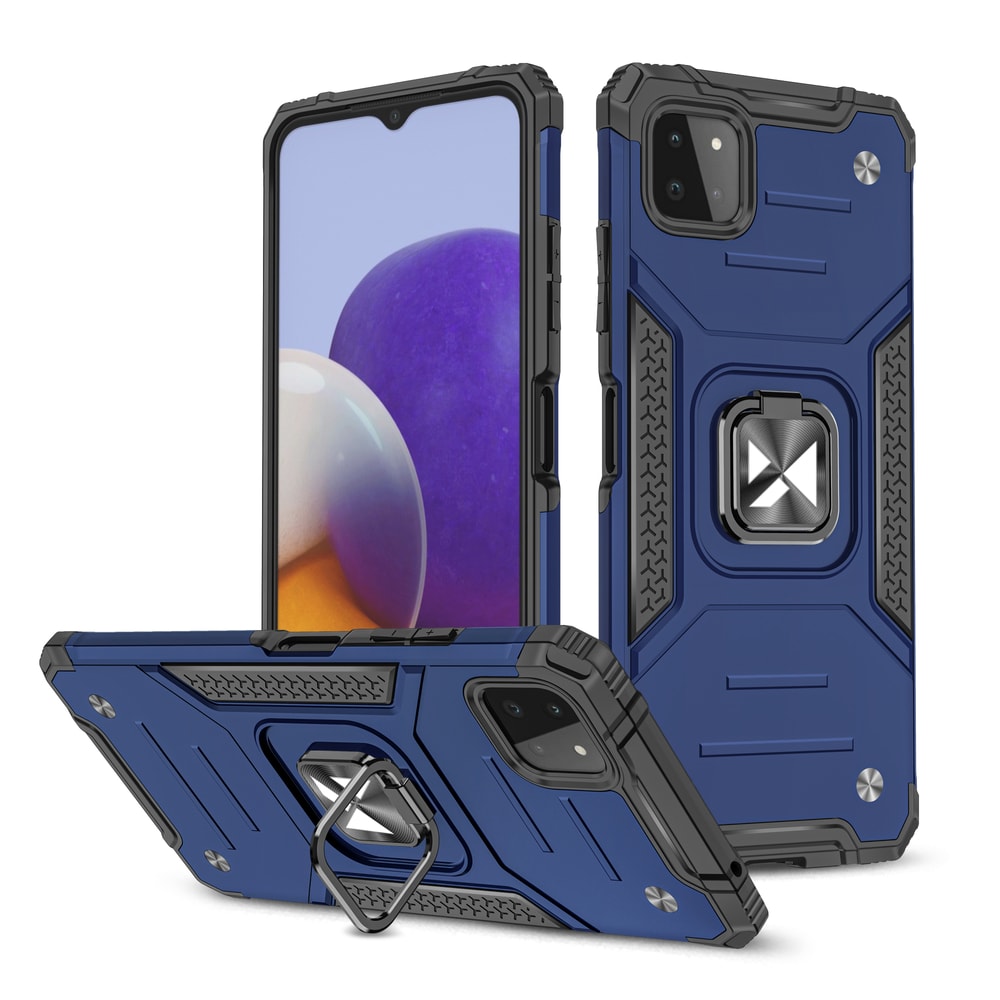 Wozinsky Ring Armor Case Kickstand Tough Rugged Cover för Samsung Galaxy A22 4G blå