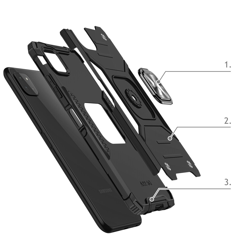 Wozinsky Ring Armor Case Kickstand Tough Rugged Cover för Samsung Galaxy A22 4G blå