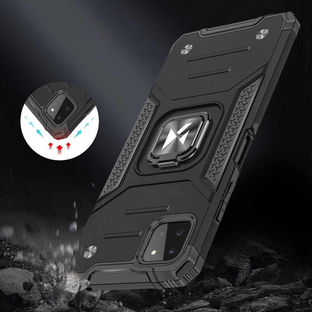 Wozinsky Ring Armor Case Kickstand Tough Rugged Cover för Samsung Galaxy A22 4G blå
