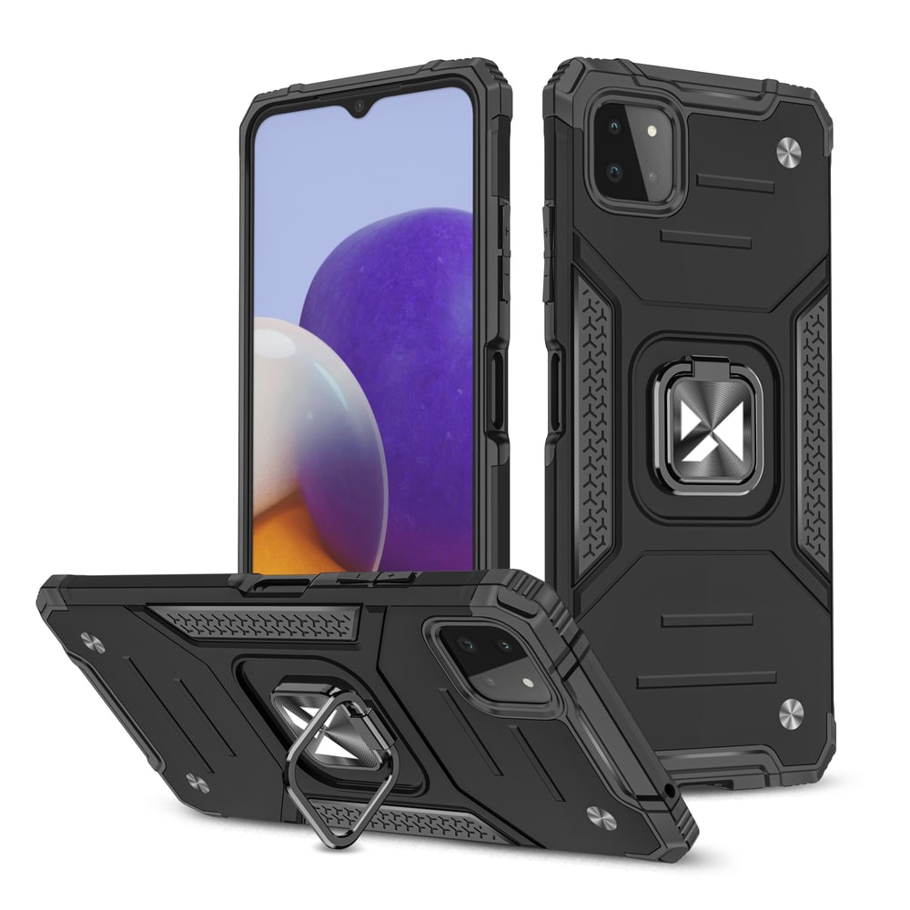 Wozinsky Ring Armor Case Kickstand Tough Rugged Cover för Samsung Galaxy A22 4G svart