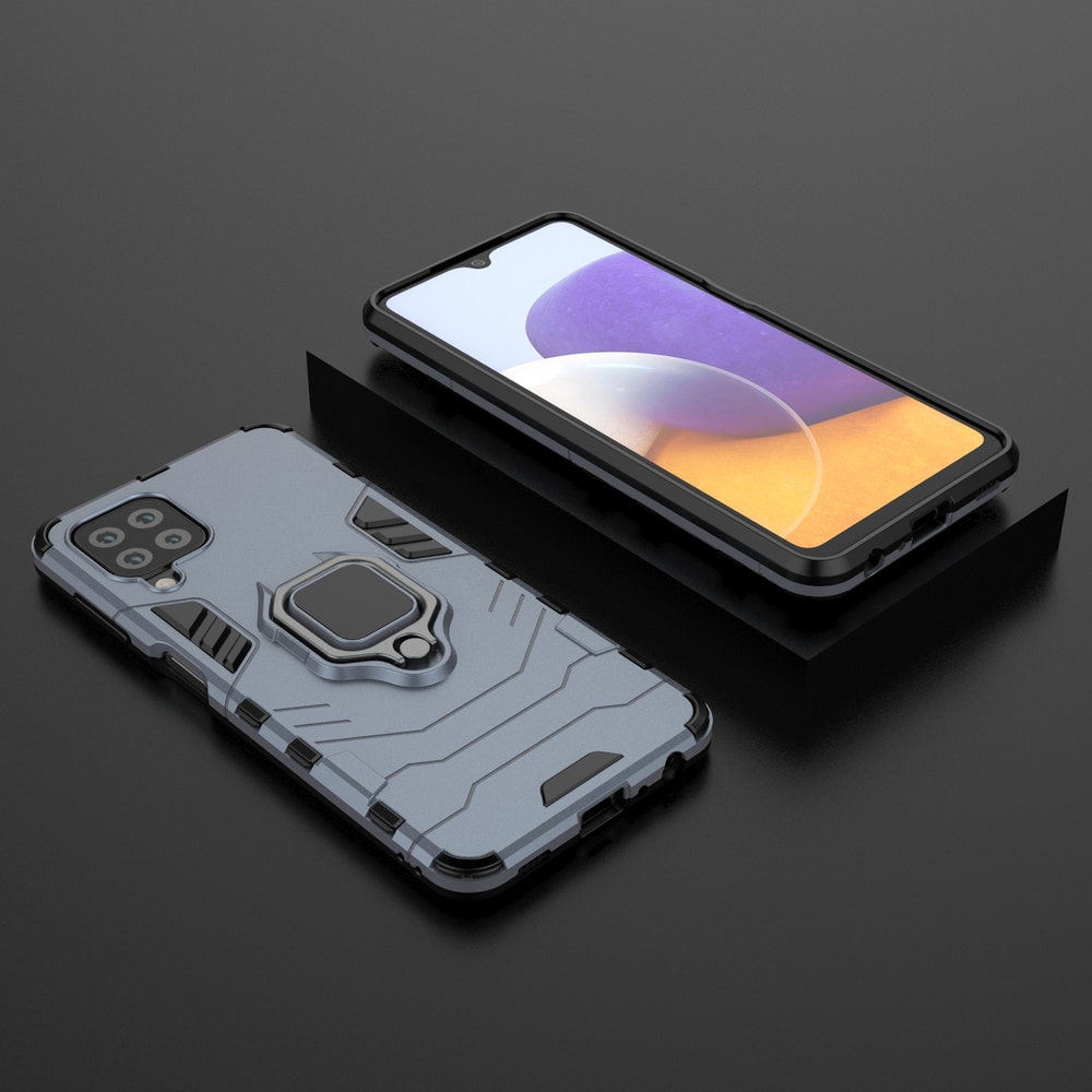 Ring Armor Case Kickstand Tough Rugged Cover til Samsung Galaxy A22 4G blå