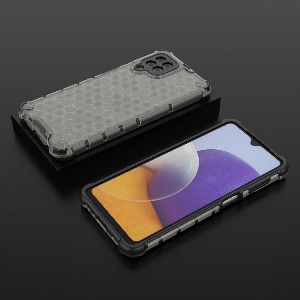 Honeycomb Case pansarskydd med TPU Bumper för Samsung Galaxy A22 4G svart