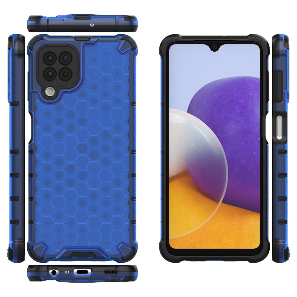 Honeycomb Case pansarskydd med TPU Bumper för Samsung Galaxy A22 4G blå
