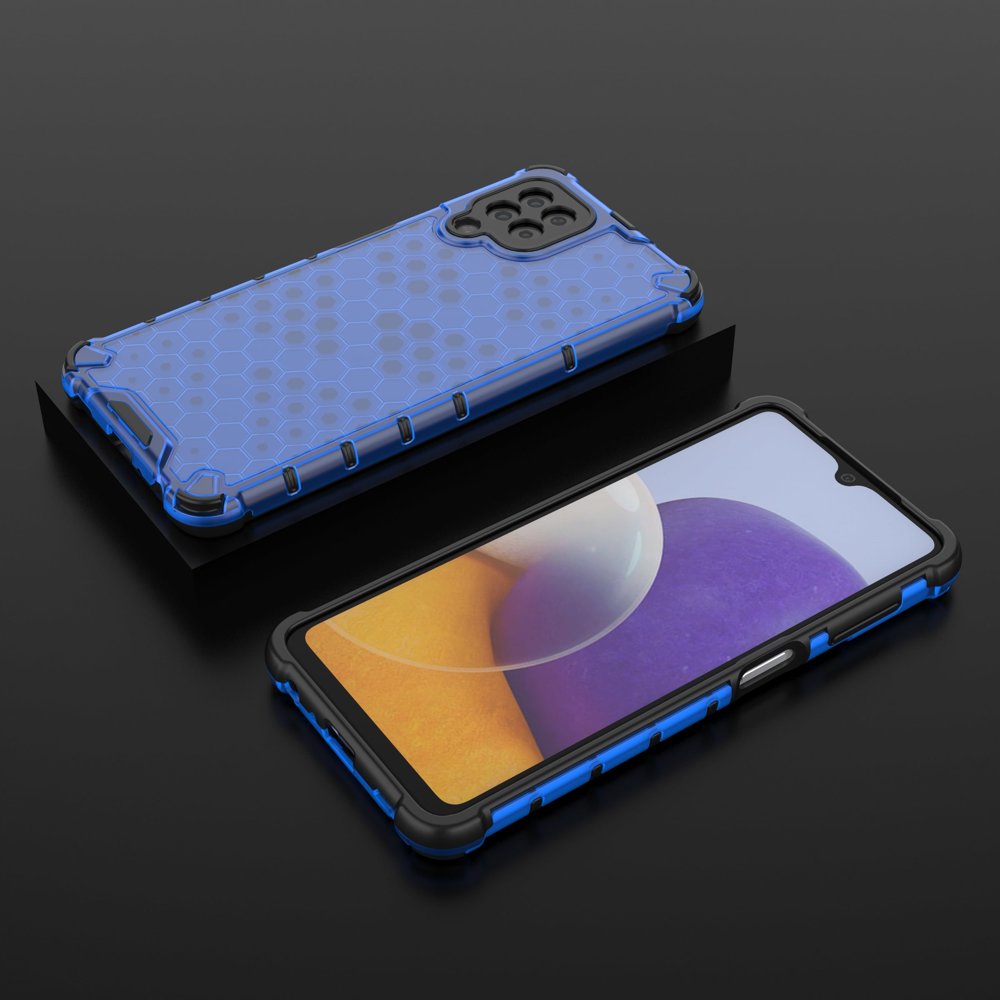 Honeycomb Case pansarskydd med TPU Bumper för Samsung Galaxy A22 4G blå