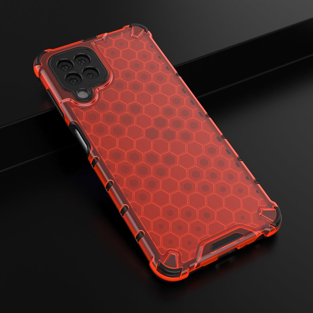 Honeycomb Case pansarskydd med TPU Bumper för Samsung Galaxy A22 4G röd