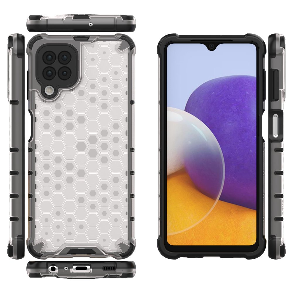 Honeycomb Case pansarskydd med TPU Bumper för Samsung Galaxy A22 4G transparent