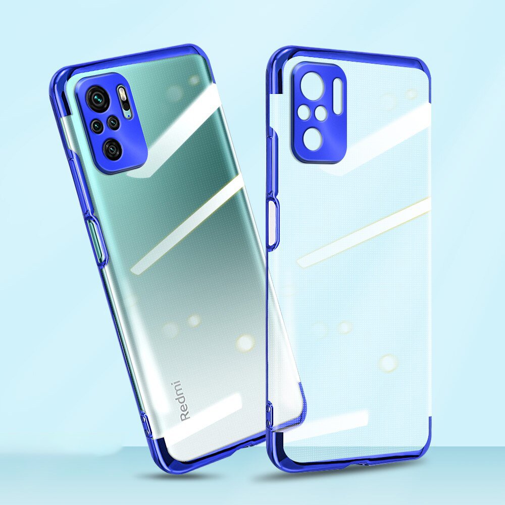 Clear Color Case Gel TPU Electroplating frame Cover til Xiaomi Redmi Note 10 5G / Poco M3 Pro sort