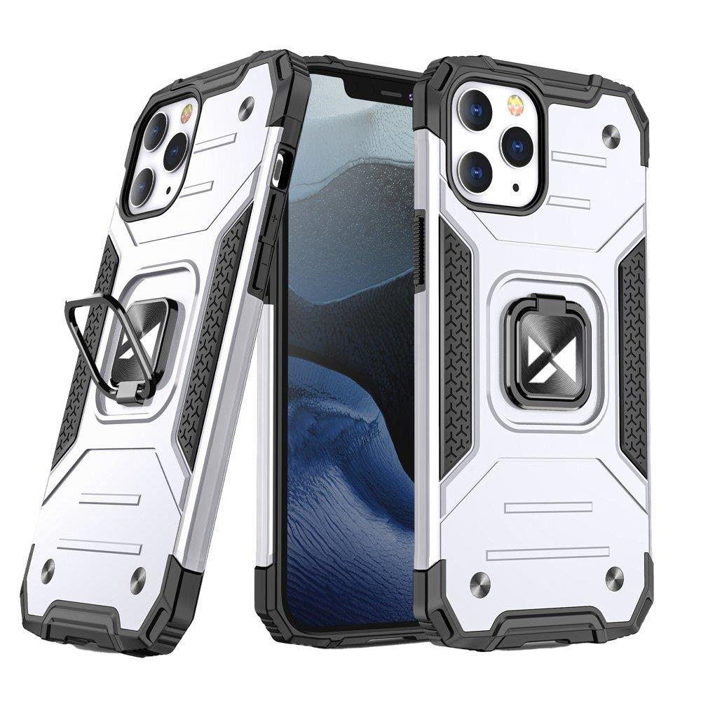 Wozinsky Ring Armor Case Kickstand Tough Rugged Cover för iPhone 13 mini silver