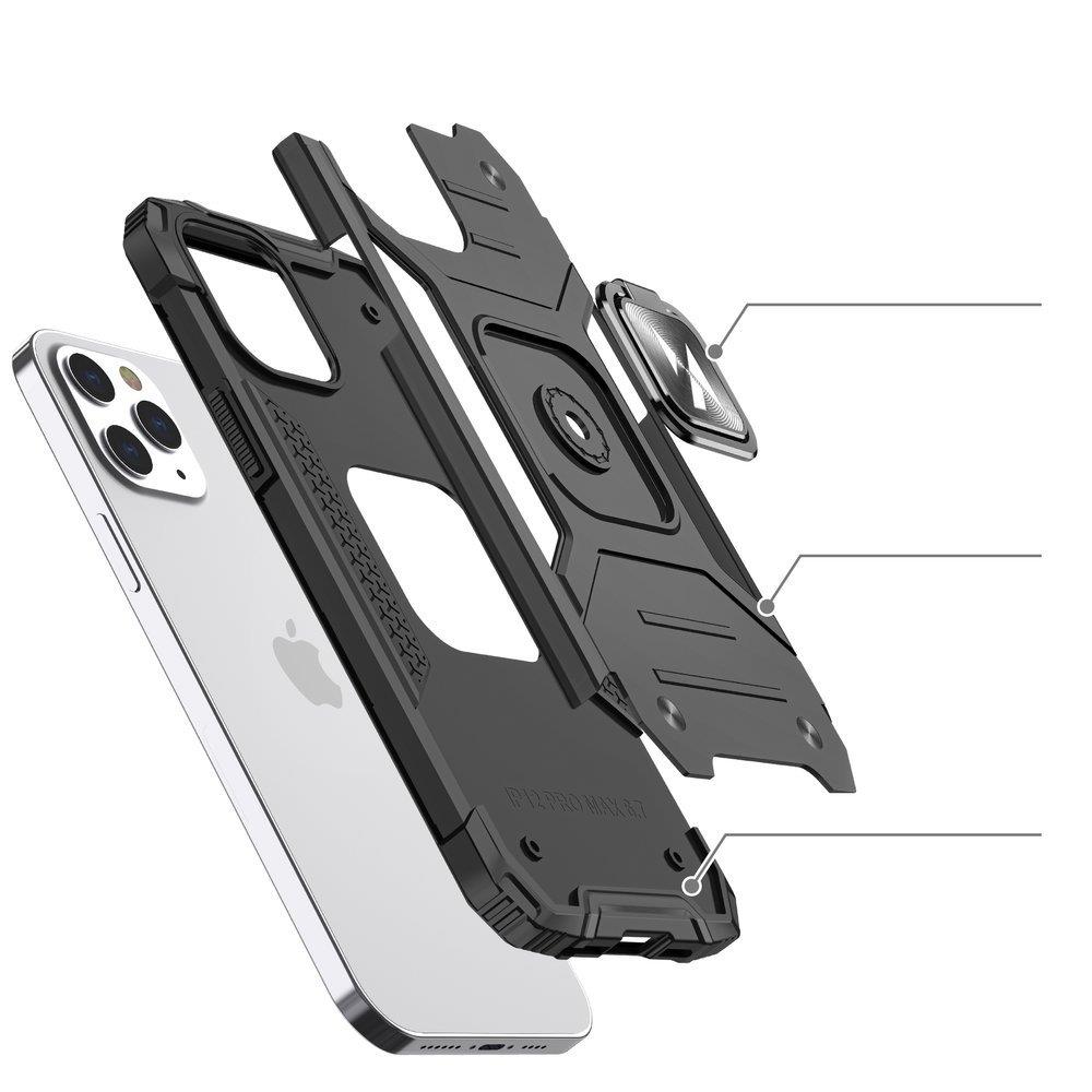 Wozinsky Ring Armor Case Kickstand Tough Rugged Cover för iPhone 13 mini silver