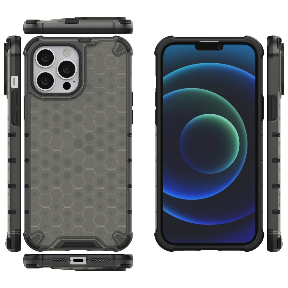 Honeycomb Case pansarskydd med TPU-stötfångare för iPhone 13 Pro Max svart