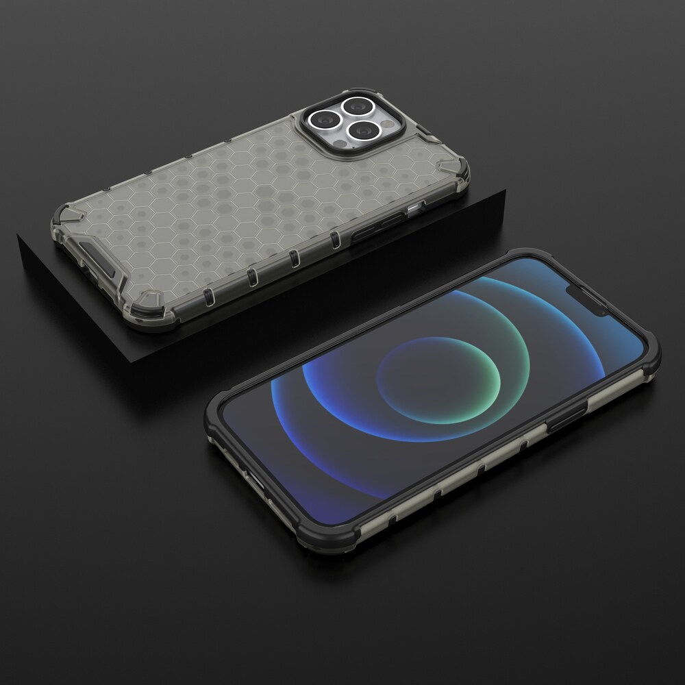 Honeycomb Case pansarskydd med TPU-stötfångare för iPhone 13 Pro Max svart