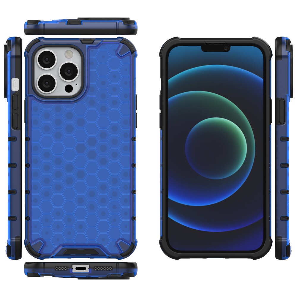 Honeycomb Case pansarskydd med TPU-stötfångare för iPhone 13 Pro Max blå
