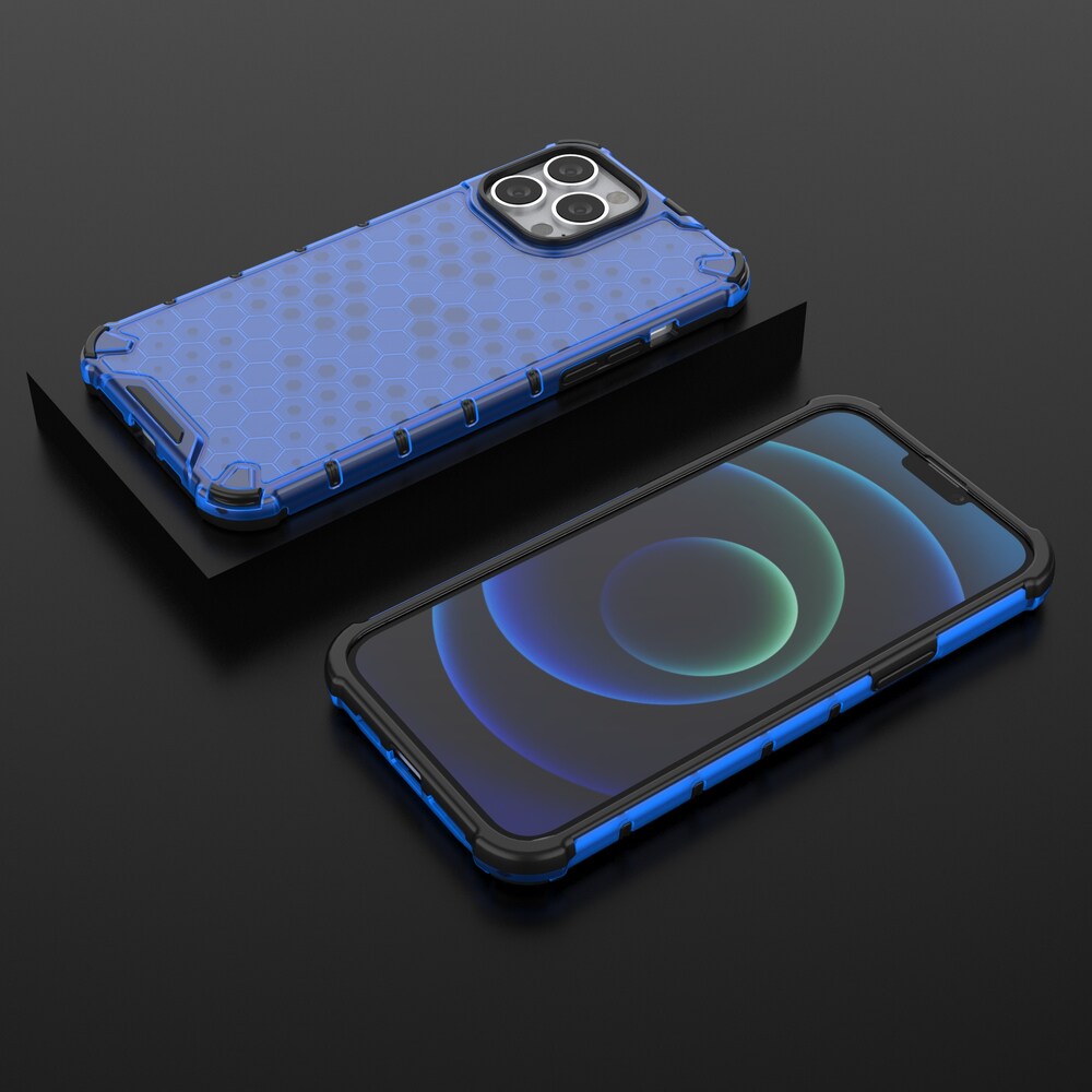 Honeycomb Case pansarskydd med TPU-stötfångare för iPhone 13 Pro Max blå