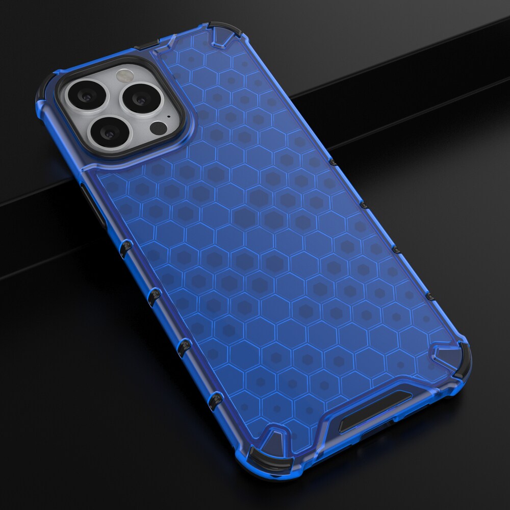 Honeycomb Case pansarskydd med TPU-stötfångare för iPhone 13 Pro Max blå