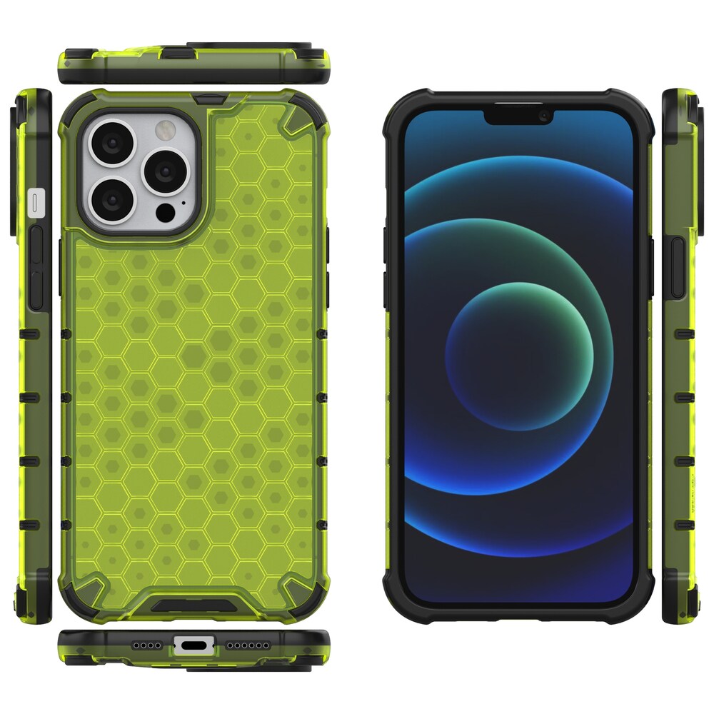 Honeycomb Case pansarskydd med TPU-stötfångare för iPhone 13 Pro Max grön