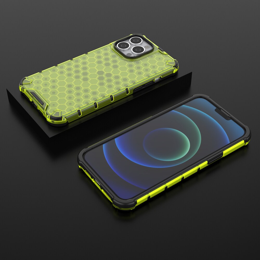 Honeycomb Case pansarskydd med TPU-stötfångare för iPhone 13 Pro Max grön