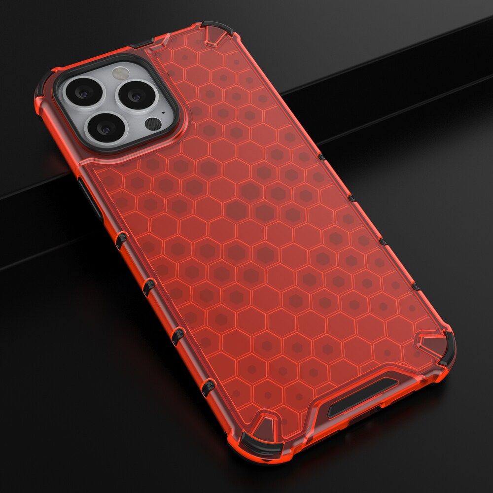 Honeycomb Case pansarskydd med TPU-stötfångare för iPhone 13 Pro Max röd