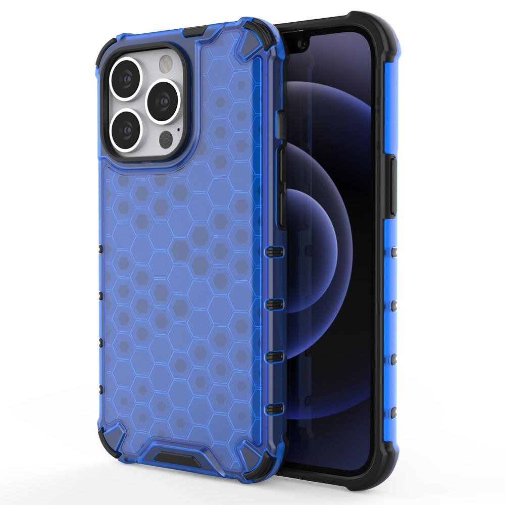 Honeycomb Case pansarskydd med TPU-stötfångare för iPhone 13 Pro blå