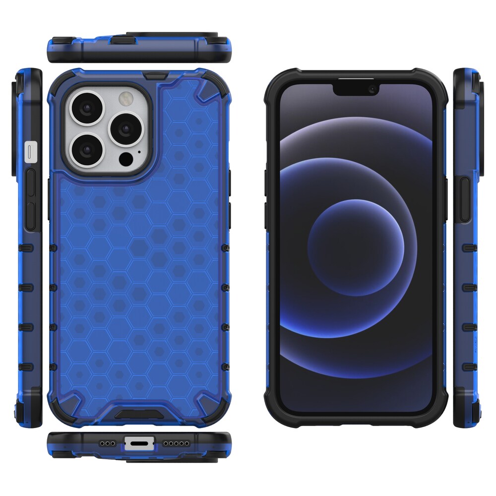 Honeycomb Case pansarskydd med TPU-stötfångare för iPhone 13 Pro blå