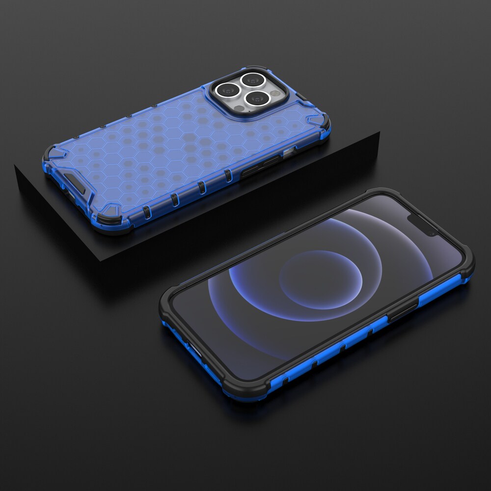 Honeycomb Case pansarskydd med TPU-stötfångare för iPhone 13 Pro blå