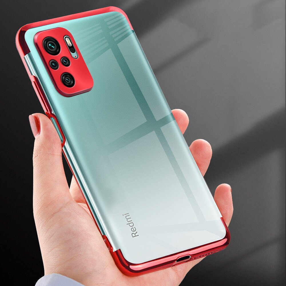 Clear Color Case Gel TPU Electroplating frame Cover til Xiaomi Redmi Note 10 5G / Poco M3 Pro blå