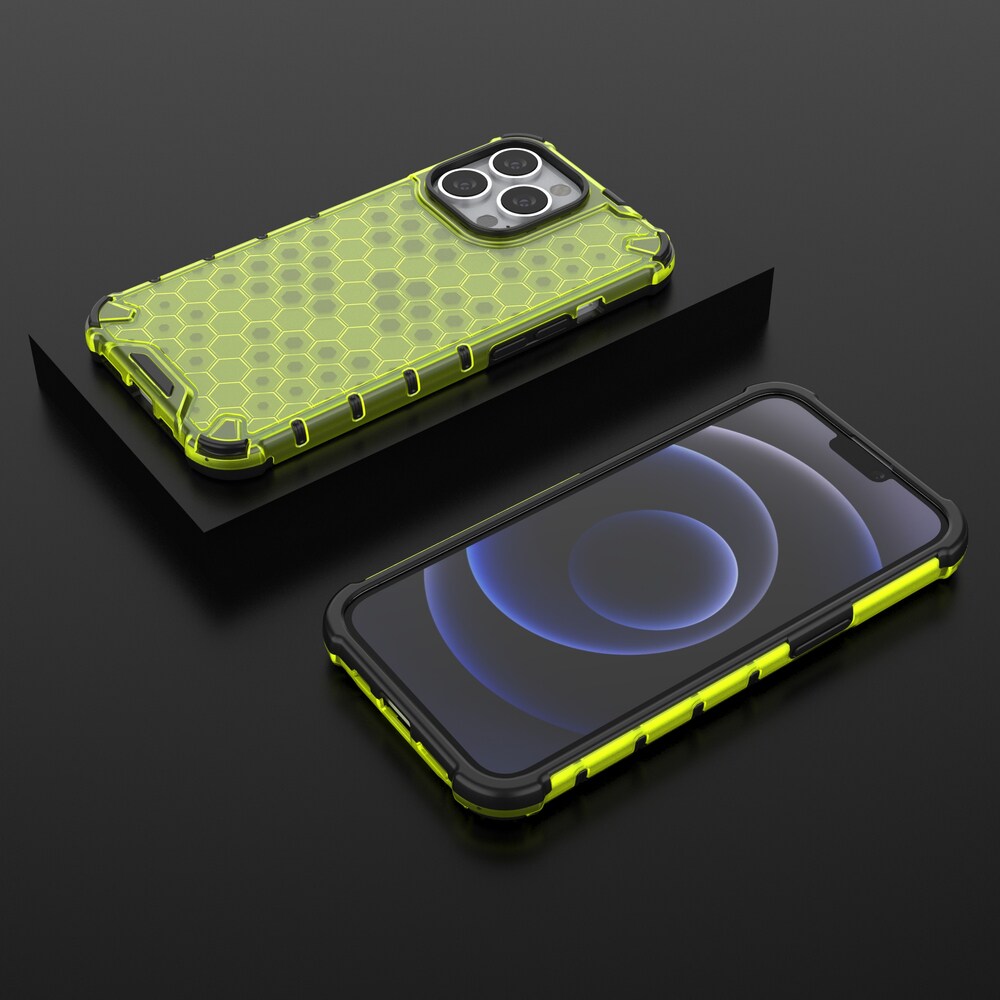 Honeycomb Case pansarskydd med TPU-stötfångare för iPhone 13 Pro grön