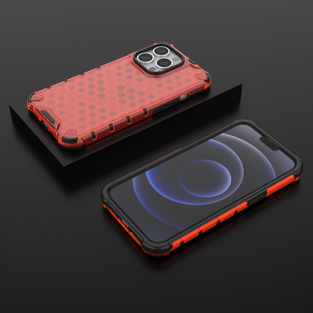 Honeycomb Case pansarskydd med TPU-stötfångare för iPhone 13 Pro röd