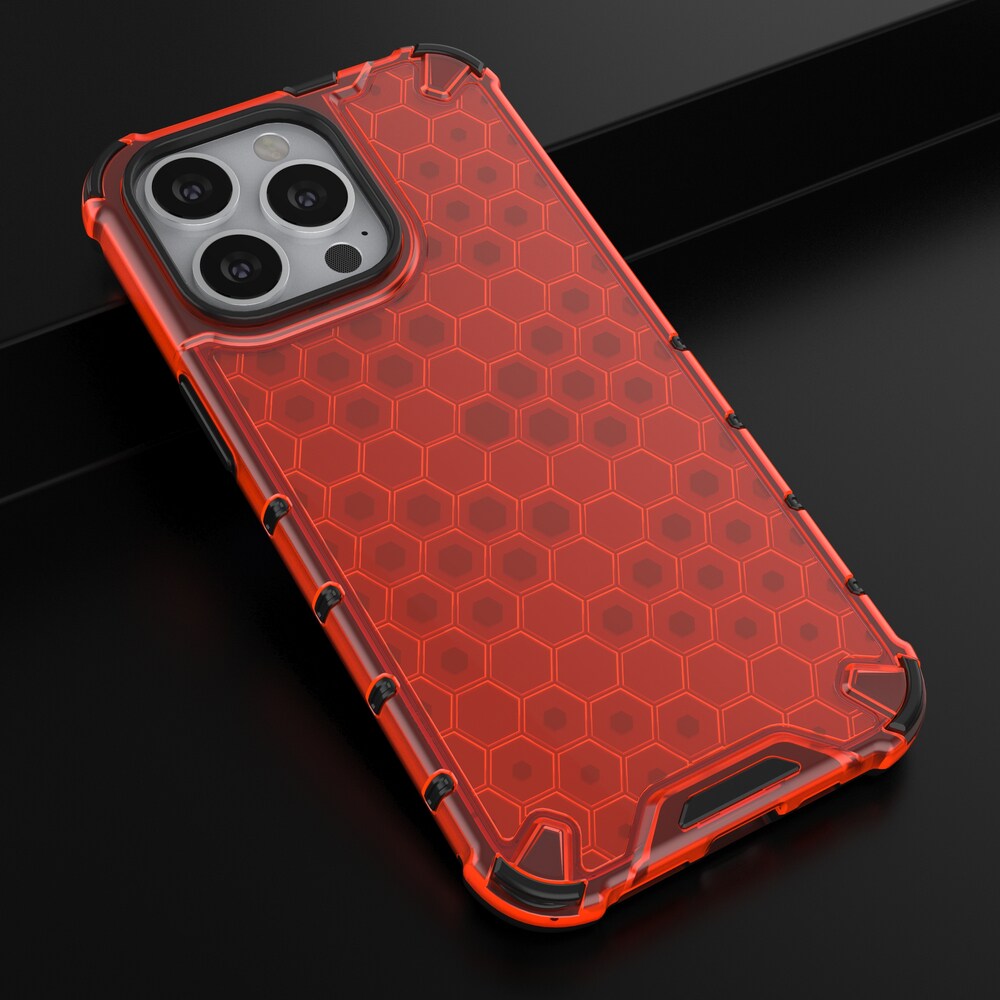 Honeycomb Case pansarskydd med TPU-stötfångare för iPhone 13 Pro röd