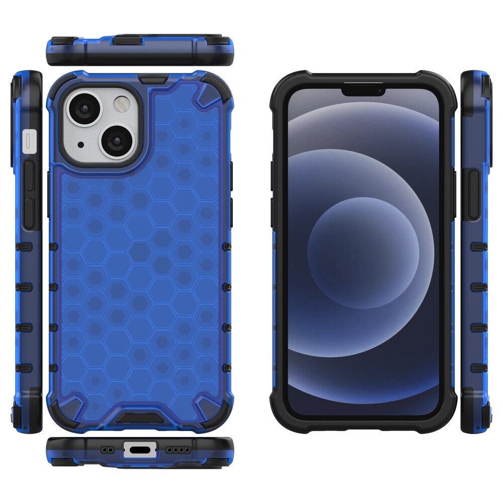 Honeycomb Case pansarskydd med TPU-stötfångare för iPhone 13 mini blå