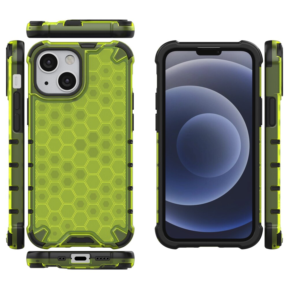 Honeycomb Case pansarskydd med TPU-stötfångare för iPhone 13 mini grön