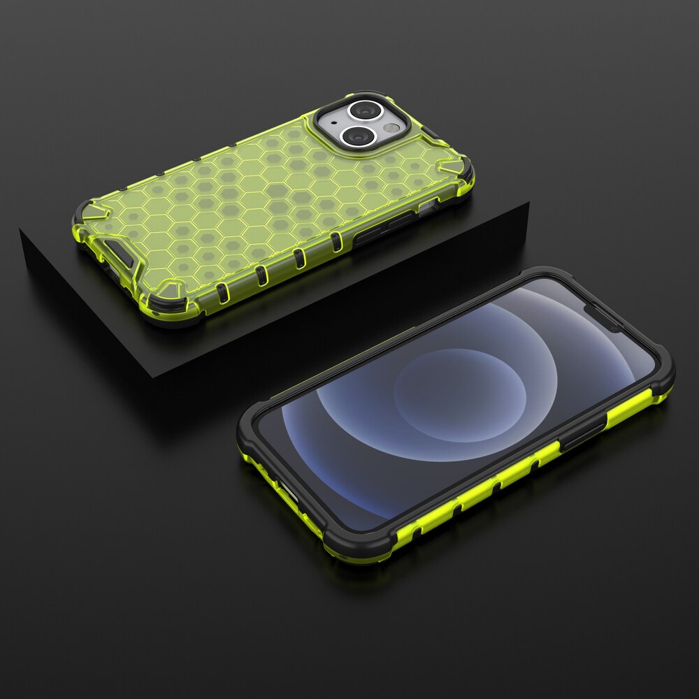 Honeycomb Case pansarskydd med TPU-stötfångare för iPhone 13 mini grön