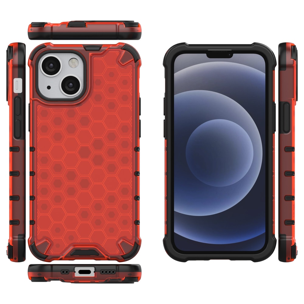 Honeycomb Case pansarskydd med TPU-stötfångare för iPhone 13 mini röd