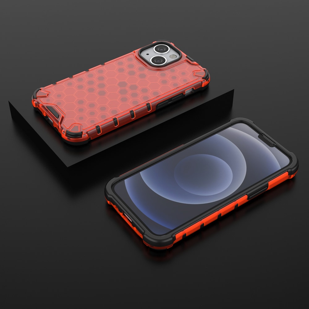 Honeycomb Case pansarskydd med TPU-stötfångare för iPhone 13 mini röd