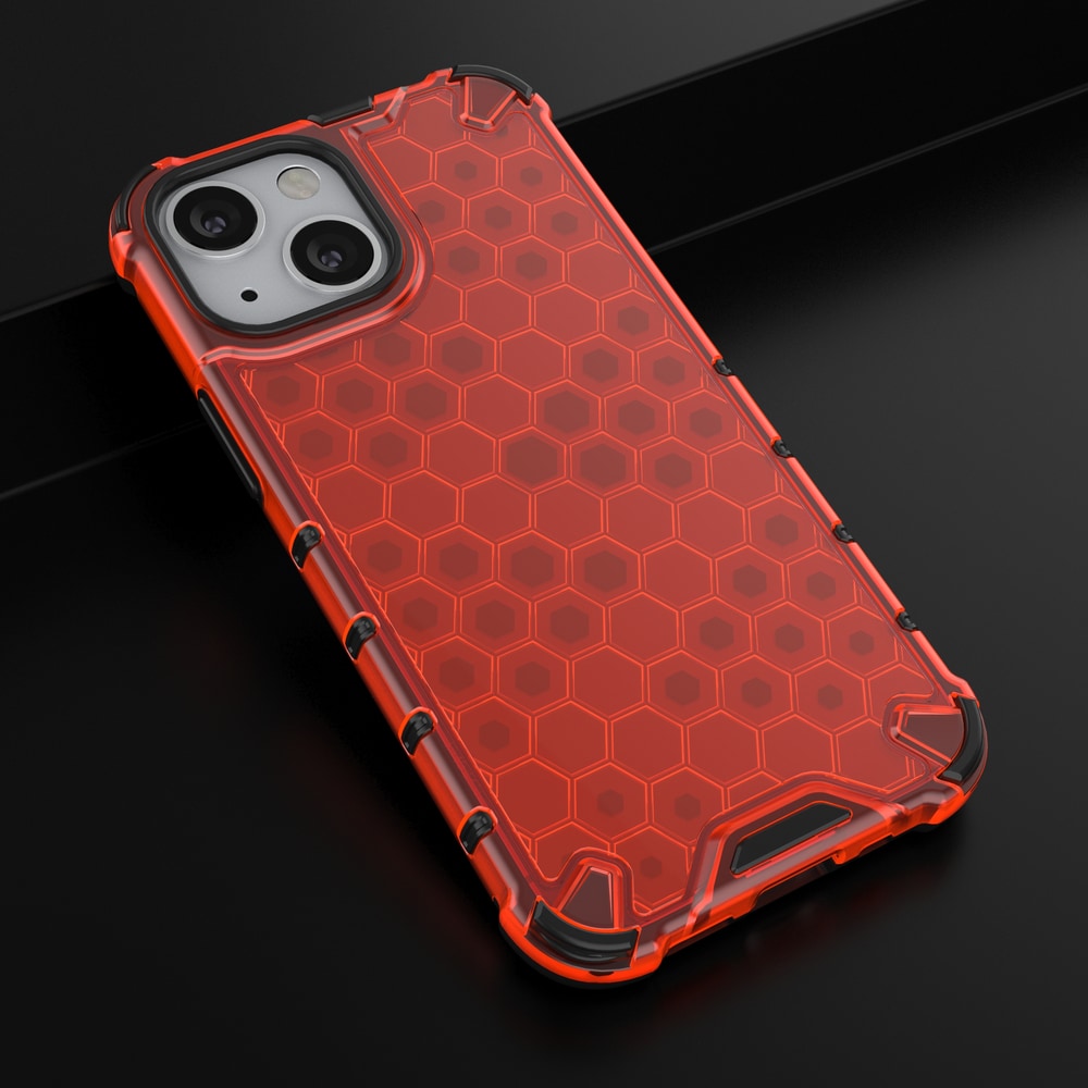 Honeycomb Case pansarskydd med TPU-stötfångare för iPhone 13 mini röd