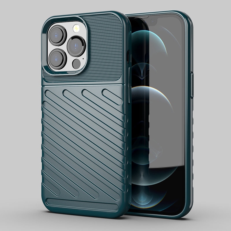 Thunder Case Flexibelt, tufft och robust TPU-fodral för iPhone 13 Pro grön