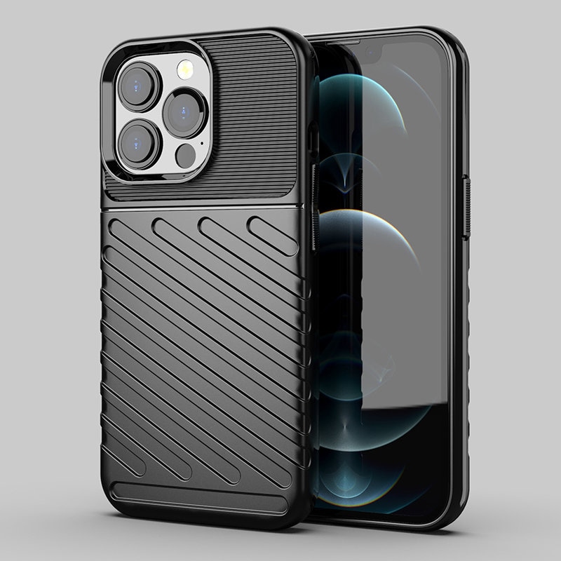 Thunder Case Flexibelt Tough Rugged Cover TPU-fodral för iPhone 13 Pro svart