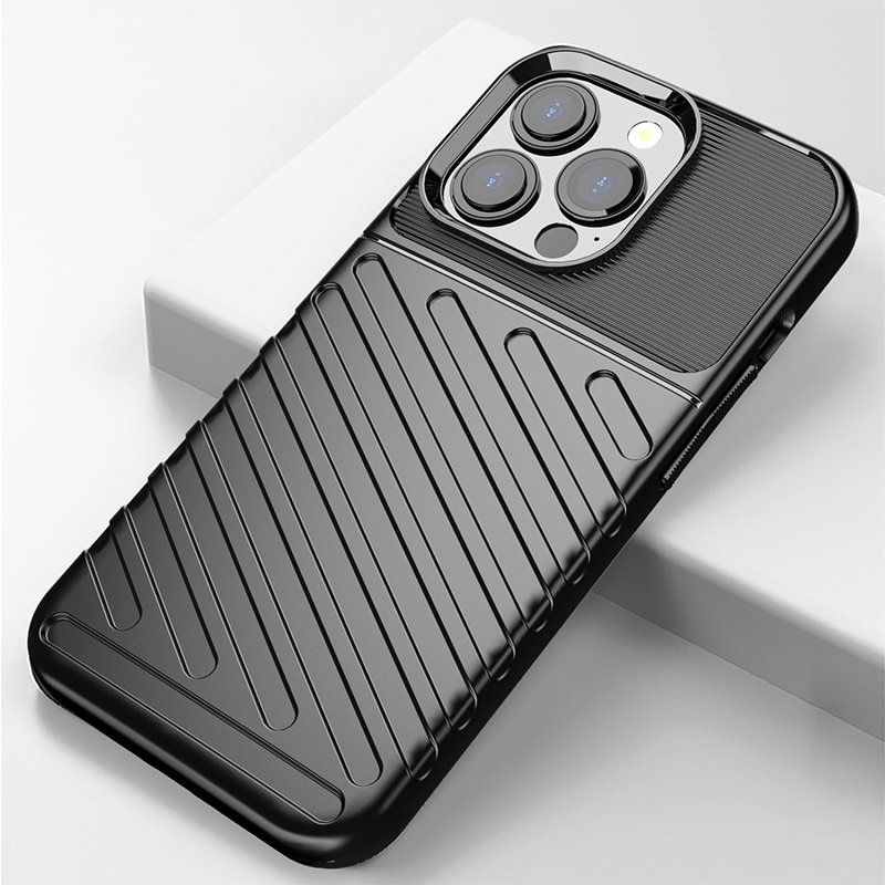 Thunder Case Flexibelt Tough Rugged Cover TPU-fodral för iPhone 13 Pro svart