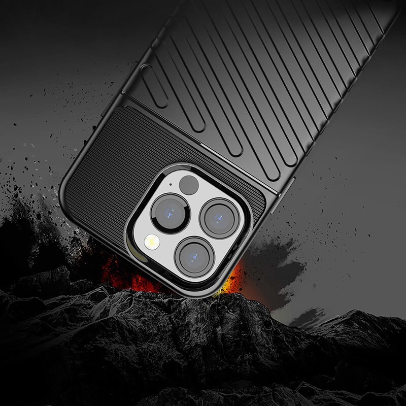 Thunder Case Flexibelt Tough Rugged Cover TPU-fodral för iPhone 13 Pro svart