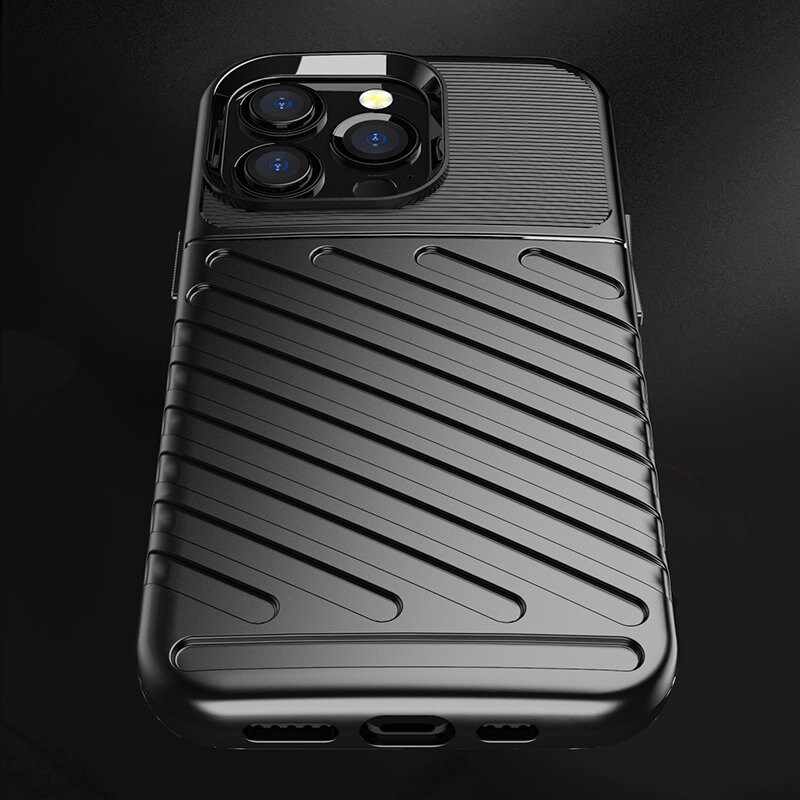 Thunder Case Flexibelt Tough Rugged Cover TPU-fodral för iPhone 13 Pro svart