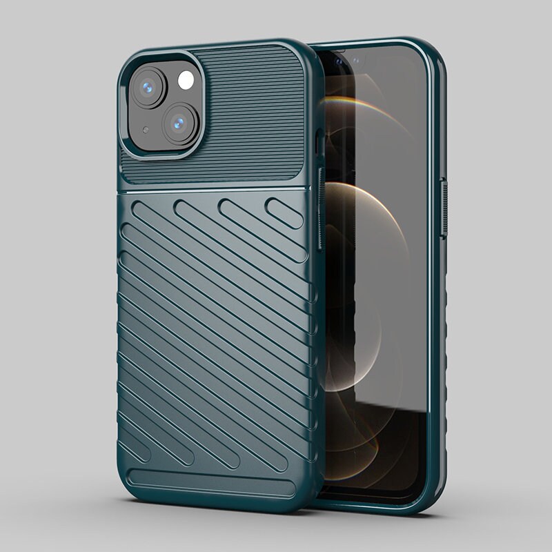 Thunder Case Flexibelt, tufft och robust TPU-fodral för iPhone 13 mini grön