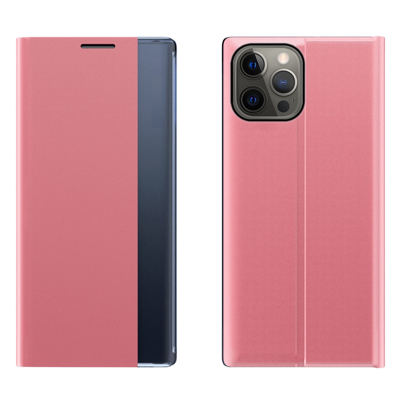 Sleep Case Bookcase Type Case med smart vindue til iPhone 13 Pro Max pink