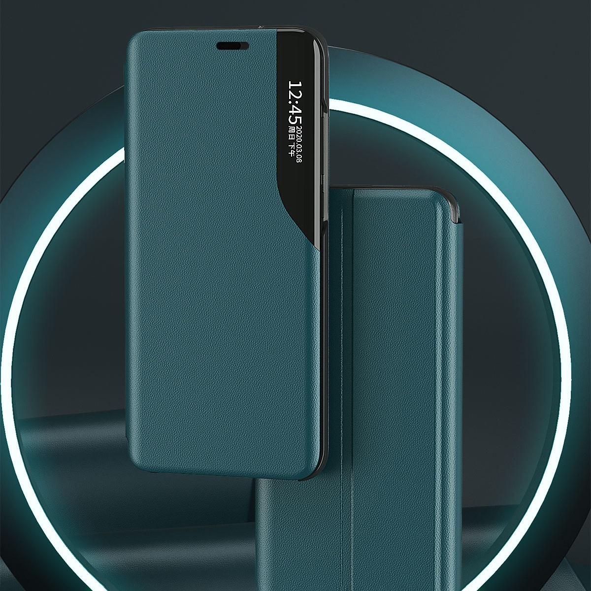 Eco Leather View Case elegant bogreol-etui med kickstand til iPhone 13 Pro Max sort