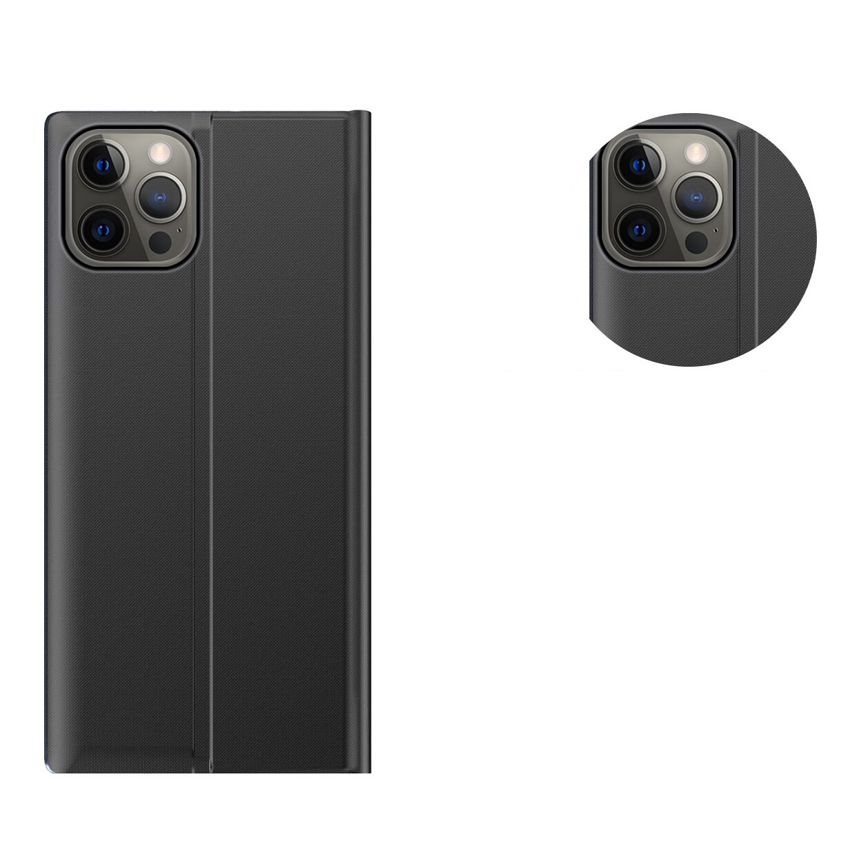 Sleep Case Bookcase Type Case med smart vindue til iPhone 13 Pro blå