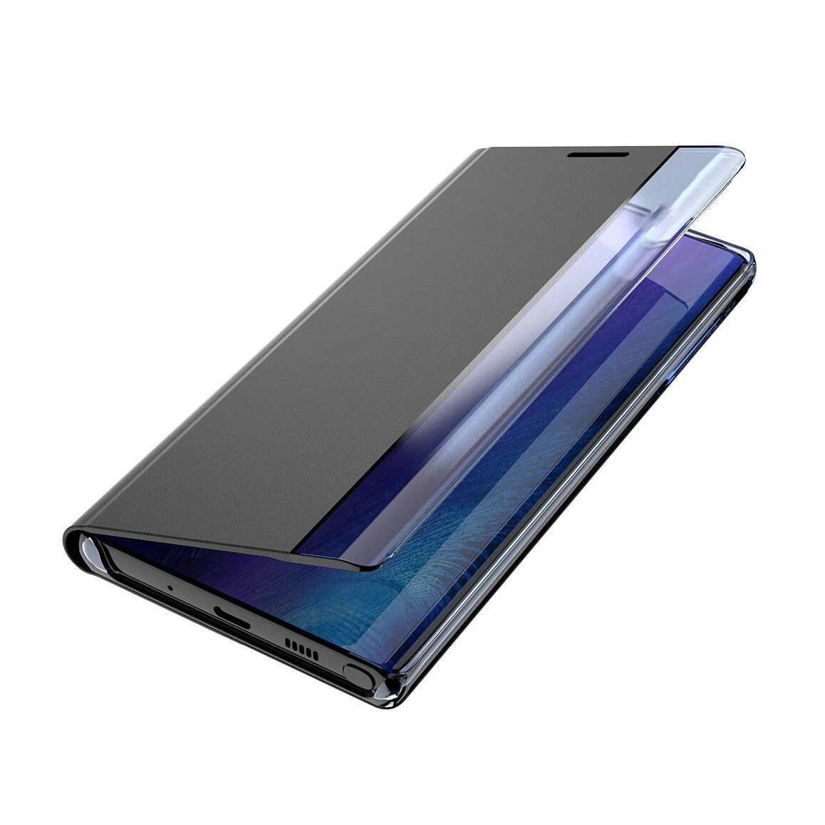 Sleep Case Bookcase Type Case med smart vindue til iPhone 13 Pro blå
