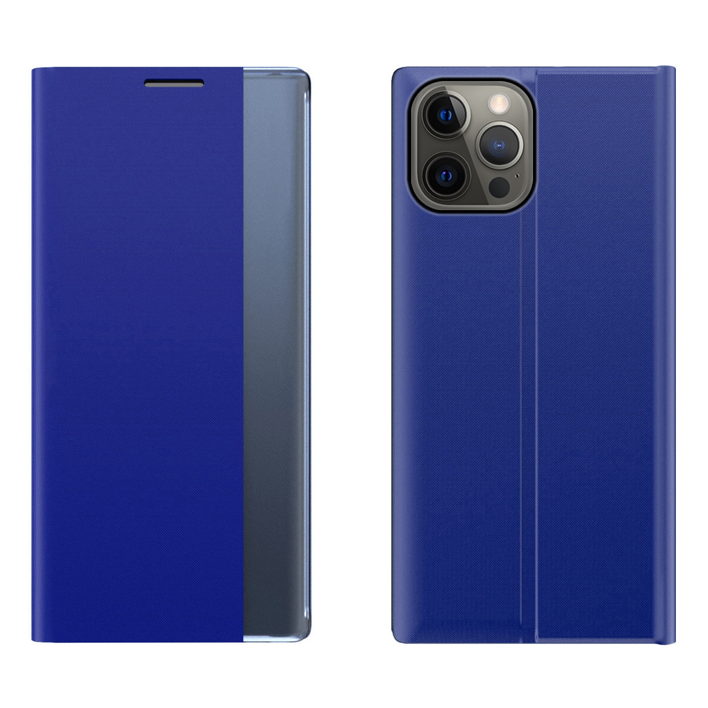 Sleep Case Bookcase Type Case med smart vindue til iPhone 13 Pro blå